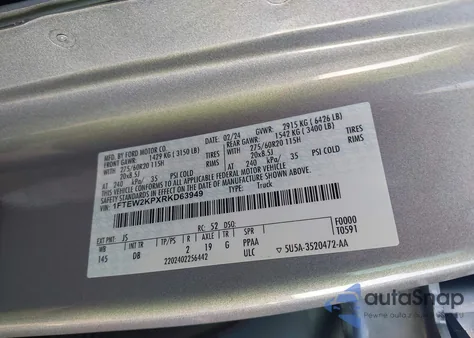 2024 Ford F-150 Stx from USA, damaged, VIN 1FTEW2KPXRKD63949